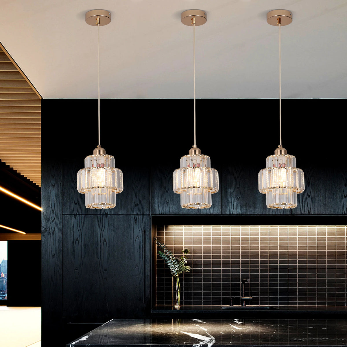 Vetrulus Modern Led Crystal Pendant Light Hanging Chandelier