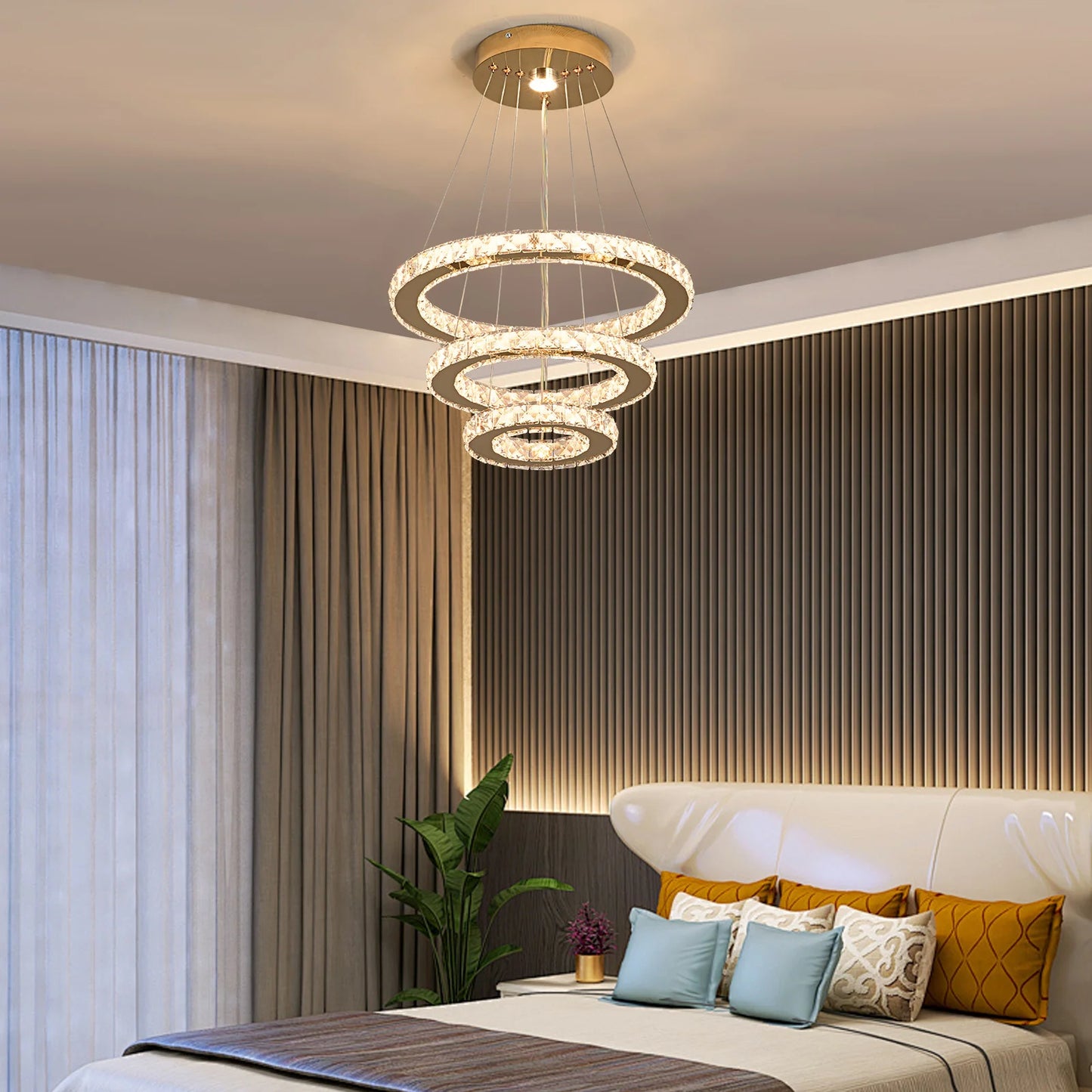 Vinilky Iron Crystal Pendant Chandelier With Lustre And Remote Control