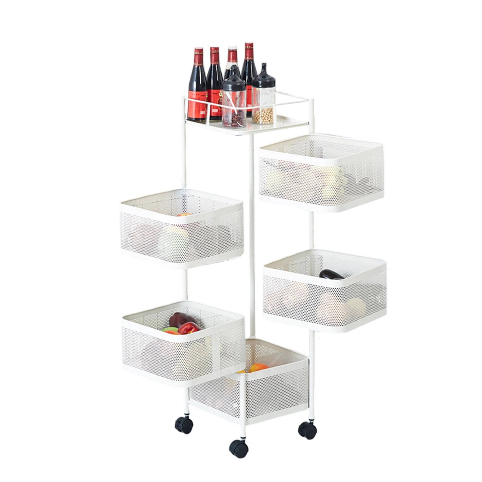 HobbyLane 360 Rotatable Trolley Five Layer Storage Rack Carbon Steel - Home and Haven Store