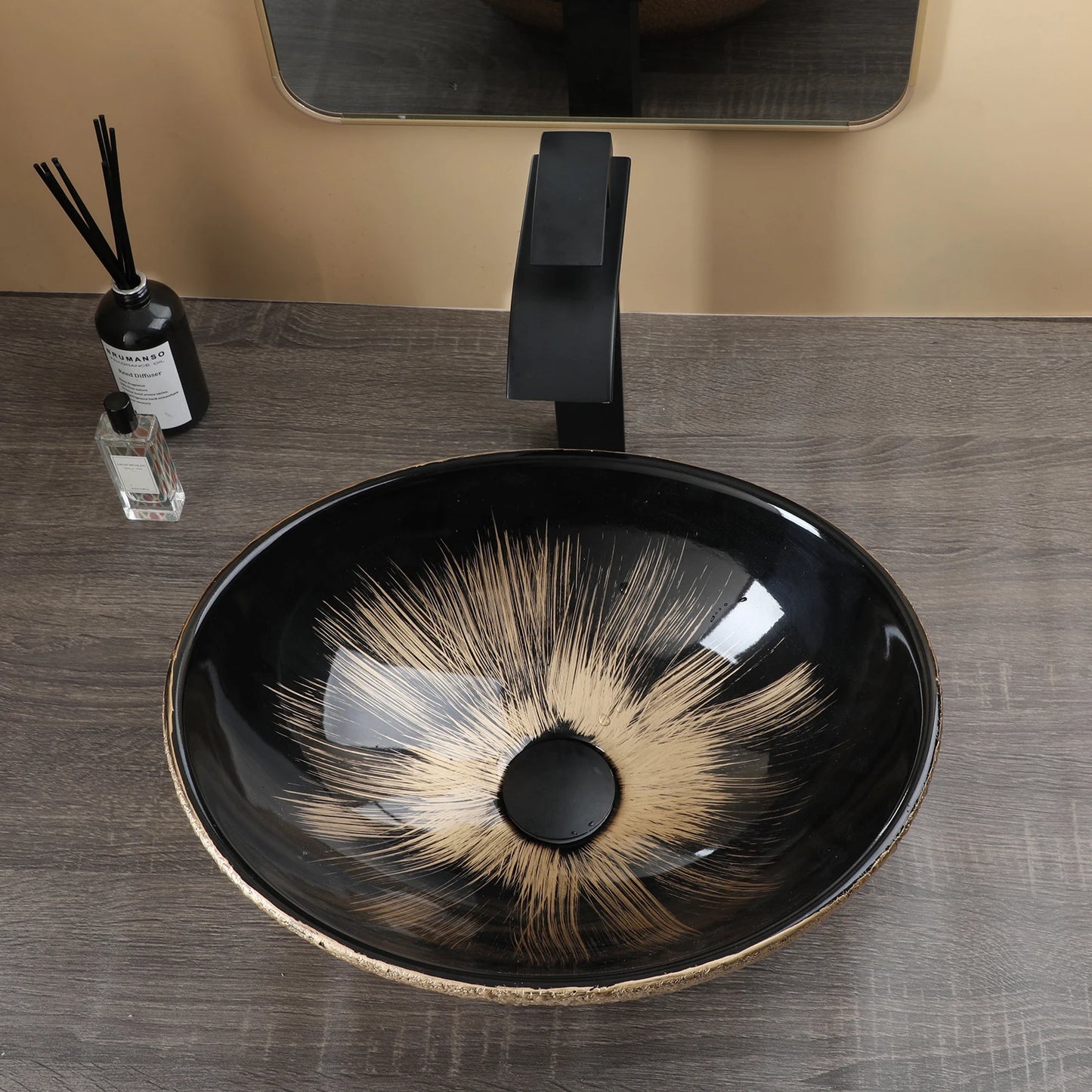 Mekkhala Oval Ceramic Vessel Sink With Waterfall Faucet