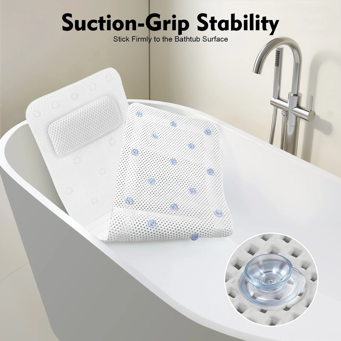 Bathtub Mat With Pillow PVC Bath Cushion Lightweight And Washable - Home and Haven Store