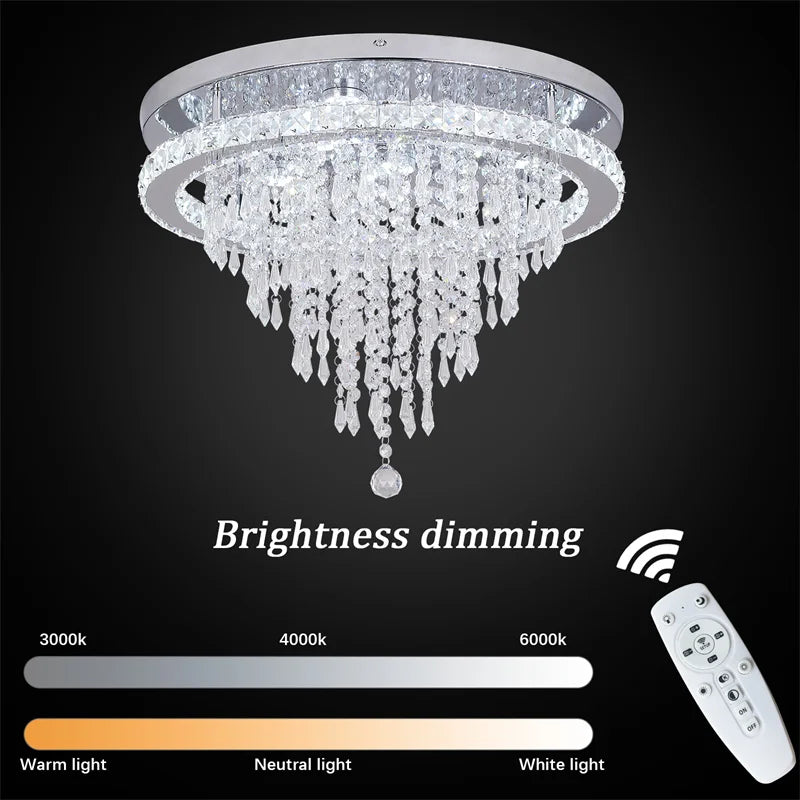 GreeLustr Dimmable Crystal Led Ceiling Light With Remote Control
