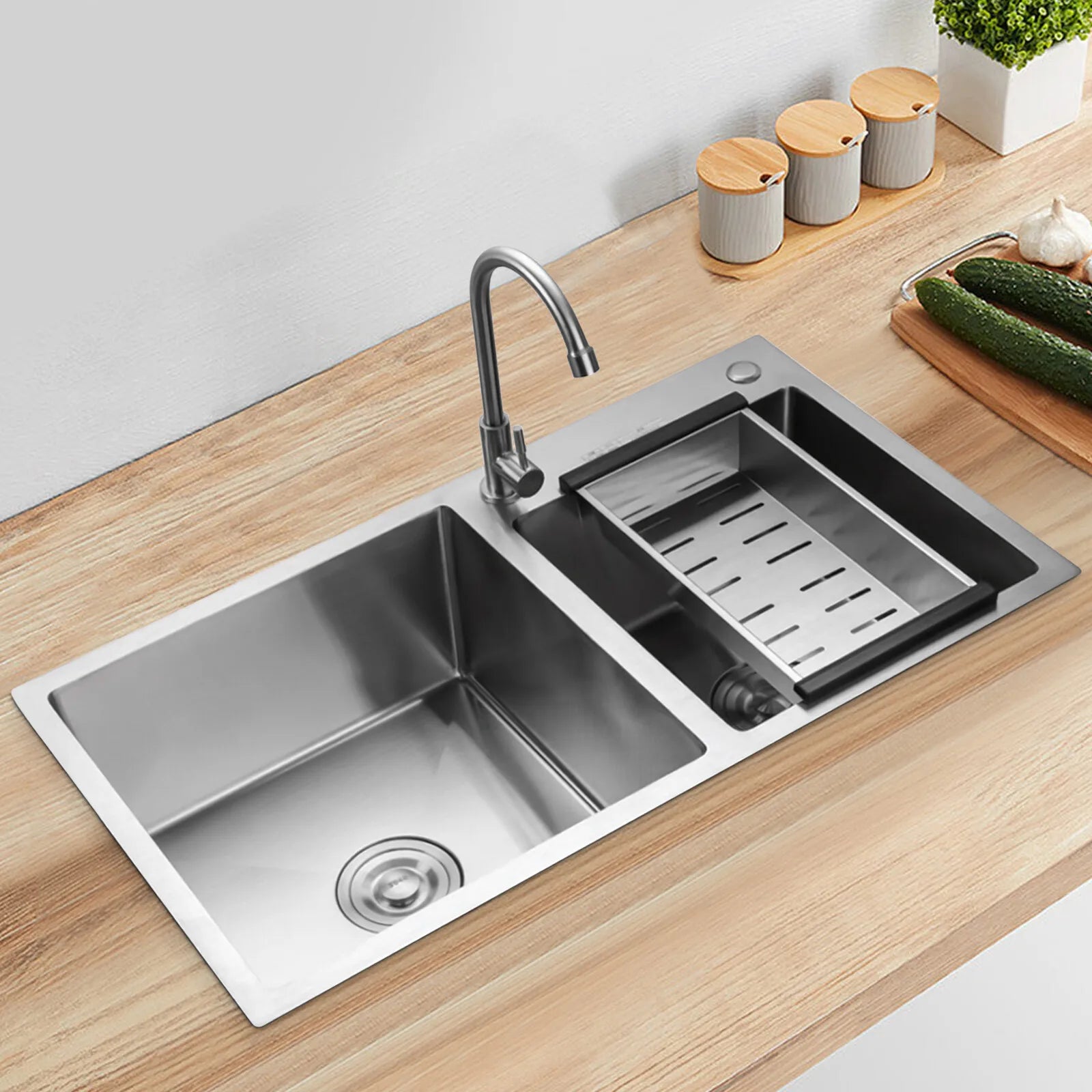 Stainless Steel Double Bowl Kitchen Sink With Noise Reduction - Home and Haven Store