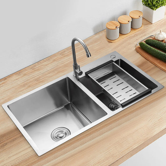 Stainless Steel Double Bowl Kitchen Sink With Noise Reduction - Home and Haven Store