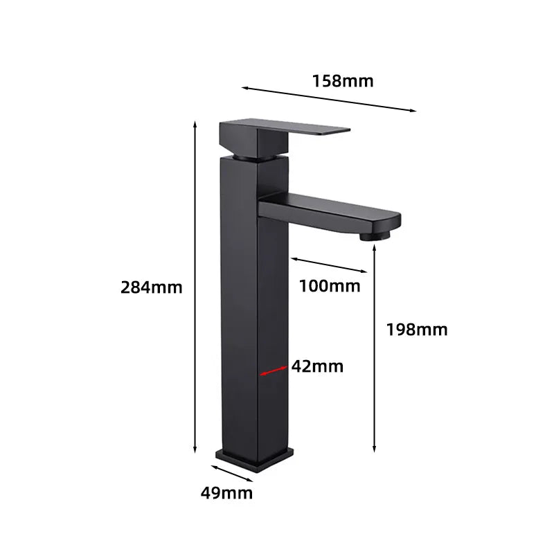 304 Stainless Steel Square Deck Mounted Faucet For Cold And Hot Water Bathroom