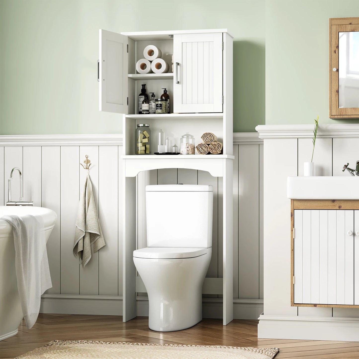HiMISS Over The Toilet Storage Cabinet With Double Doors - Home and Haven Store