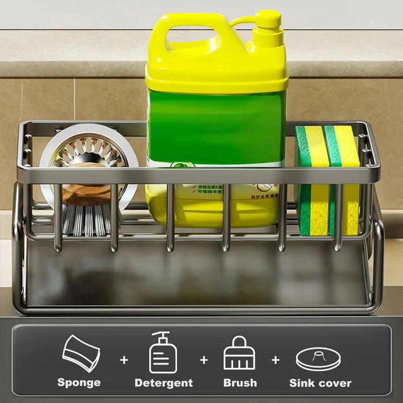 Stainless Steel Kitchen Sink Organizer With Tilted Drainage Rack