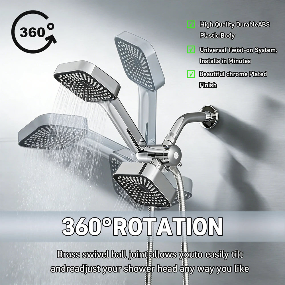 Wall Mounted Dual Shower Head Set With Three Way Valve