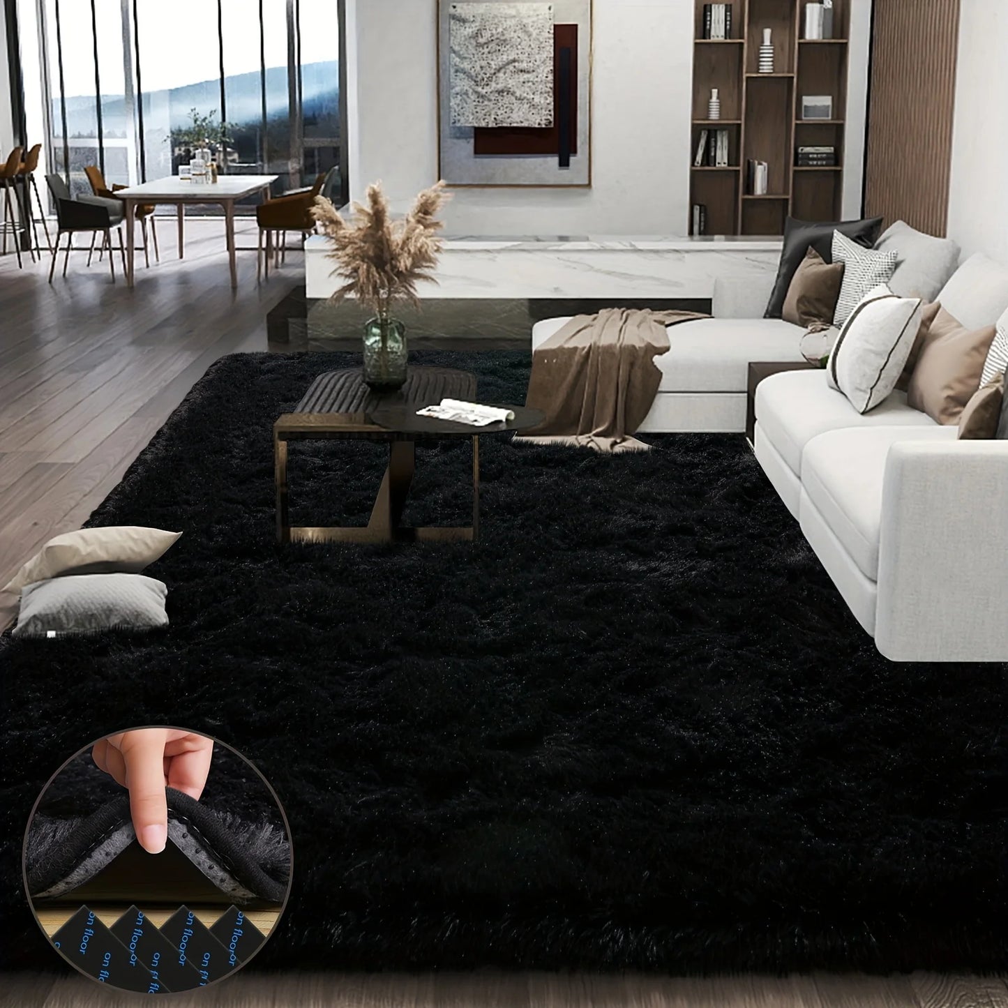 Geometric Plush Area Rug For Living Room 100 Percent Polyester