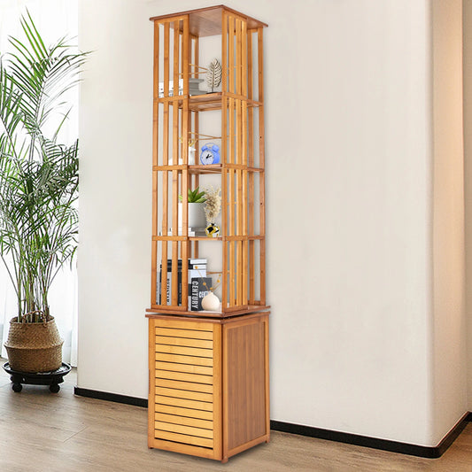Bymaocar Bamboo Corner Bookshelf Rotating Storage Rack For Home