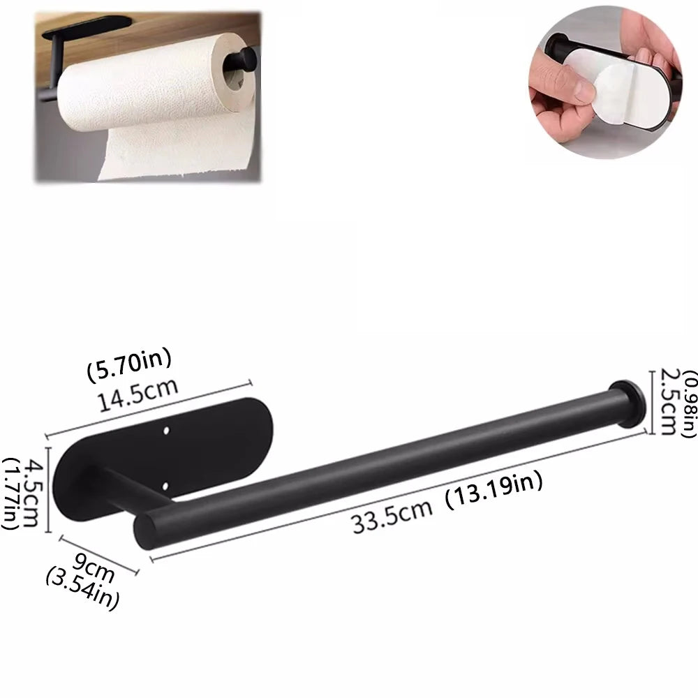 Modern Adhesive Metal Paper Towel Holder For Kitchen Storage