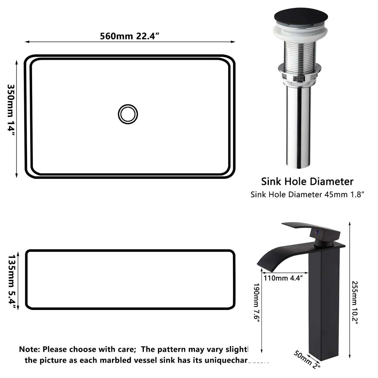 MEKKHALA Bathroom Sink Faucet Combo Vessel Basin Contemporary Washbasin