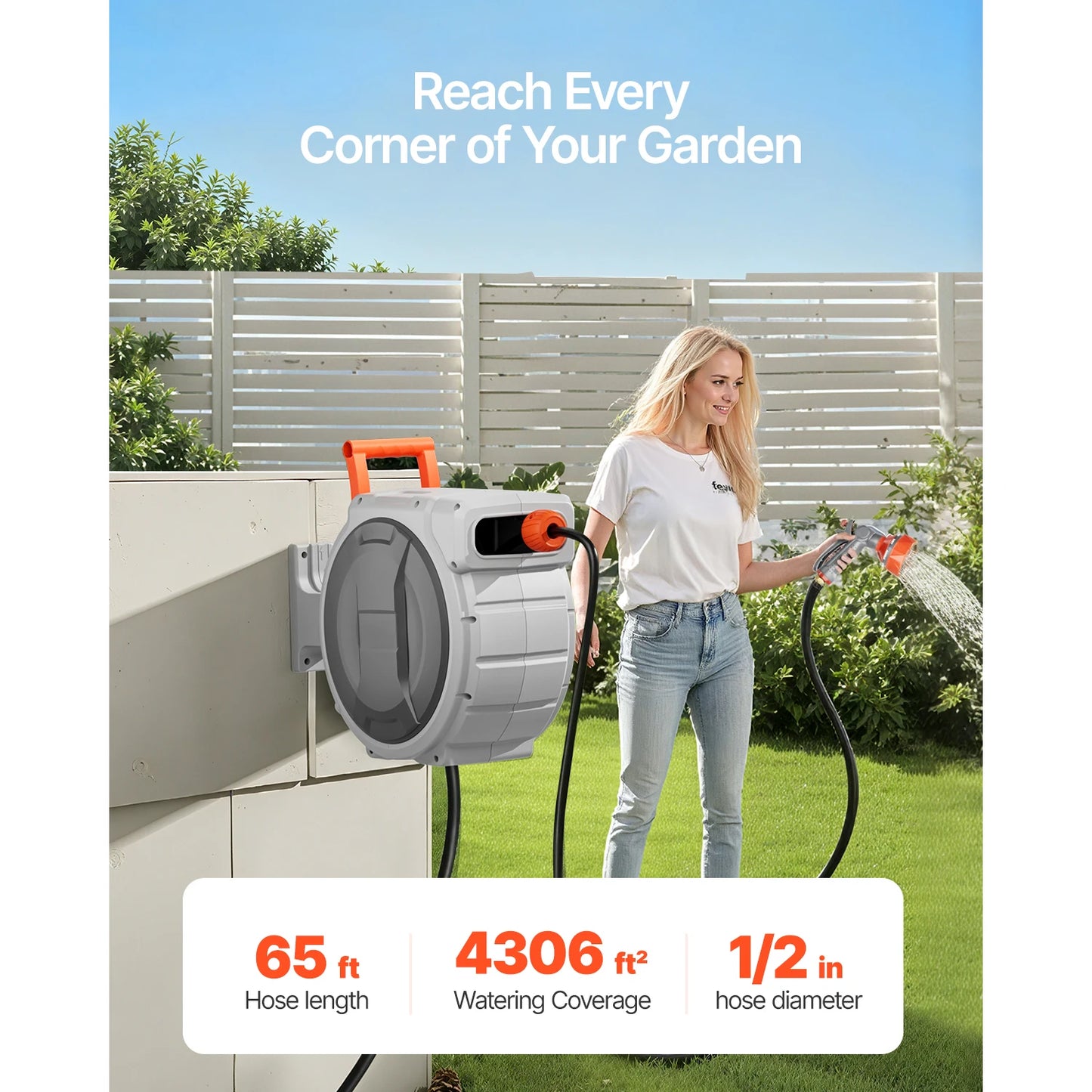 SucceBuy Retractable Wall Mount Garden Hose Reel With 9-Pattern Nozzle - Home and Haven Store