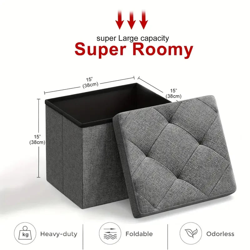 Sarenzonon Foldable Storage Ottoman Bench For Indoor Outdoor Seating