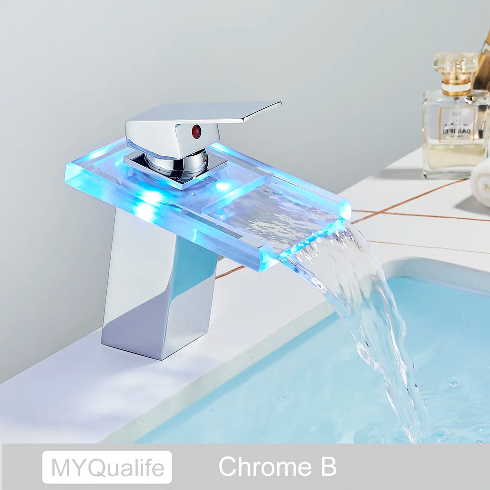 MYQualife Single Handle Led Color Changing Basin Faucet