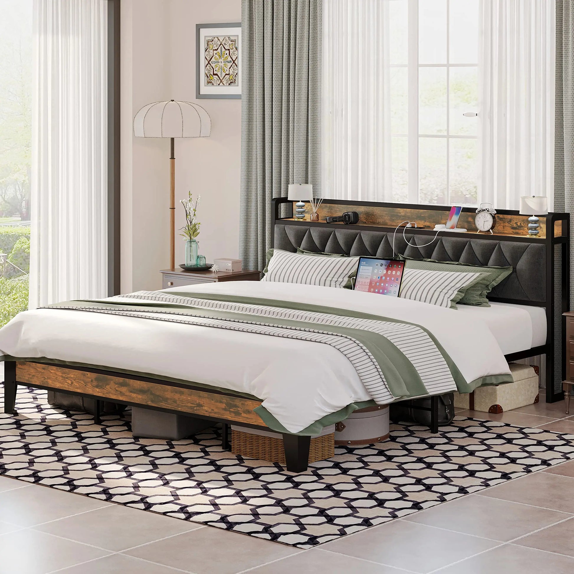 Anctor Bed Frames With Storage Headboard Outlets No Box Springs - Home and Haven Store