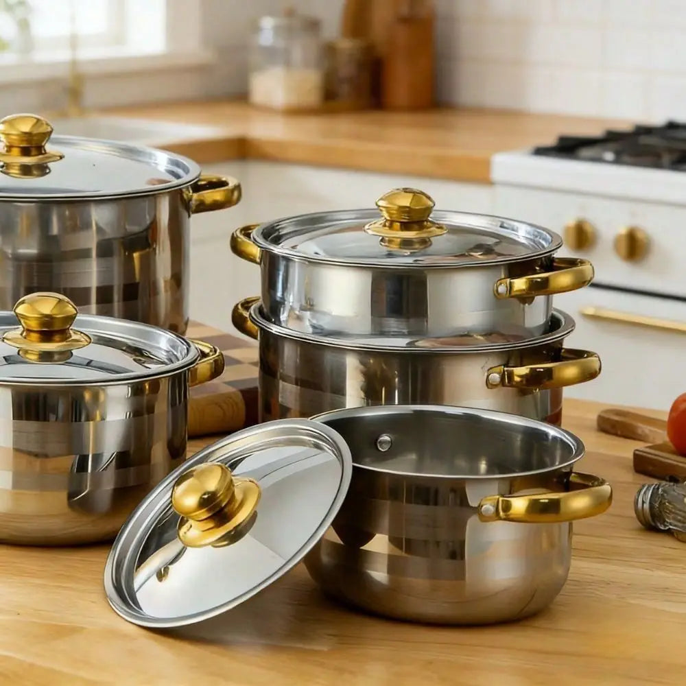 Stainless Steel Cookware Set With Lids Durable And Reliable - Home and Haven Store