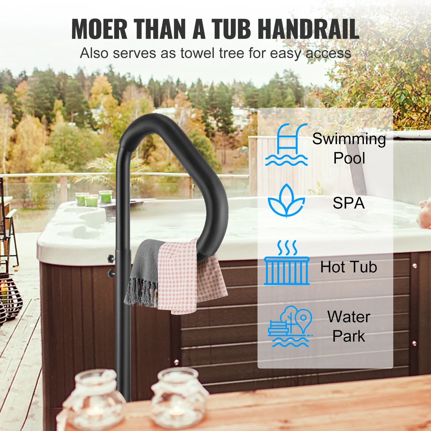 360 Rotatable Hot Tub Handrail With Slide Under Mount Base