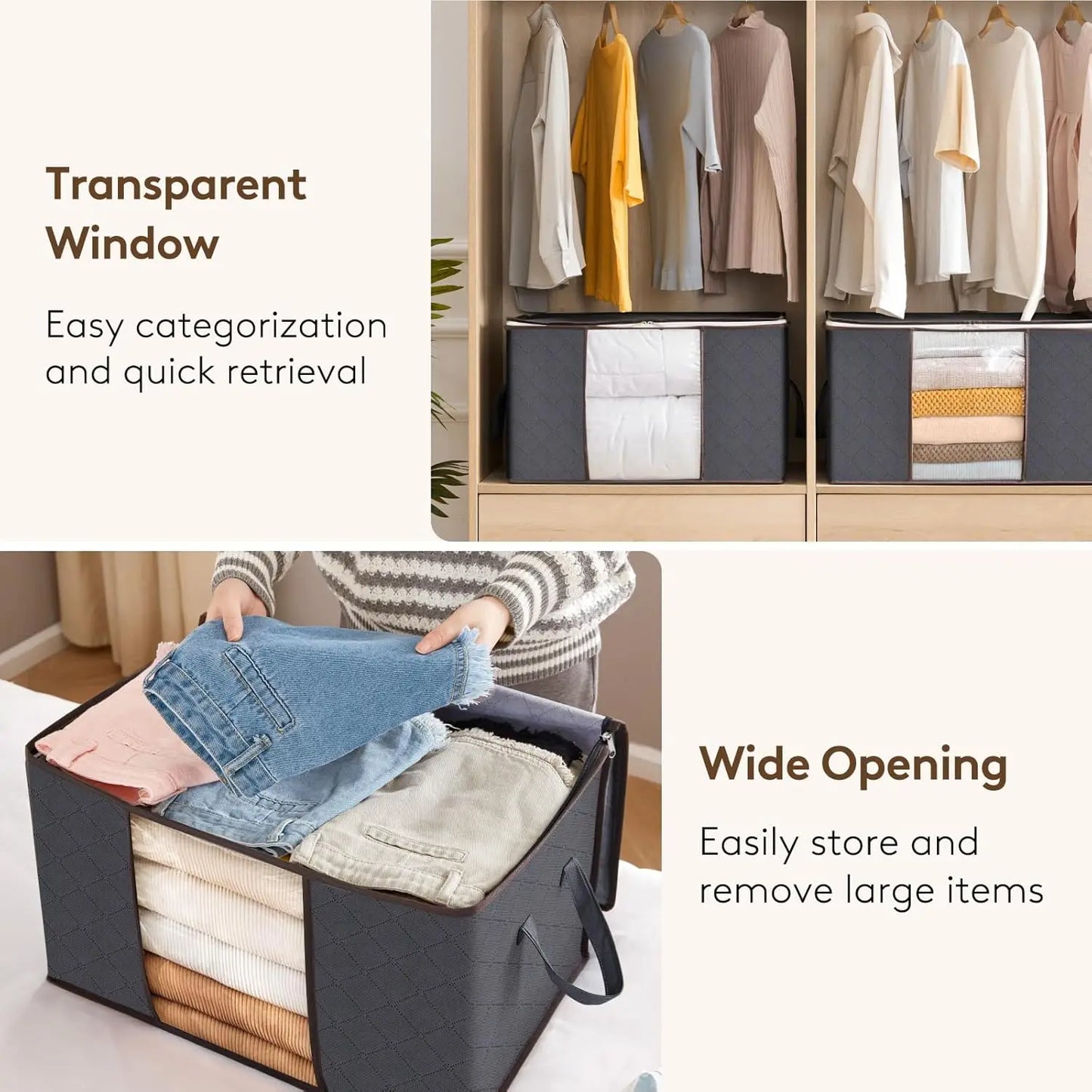 6 Pack Foldable Clothes Storage Bins With Lids And Window