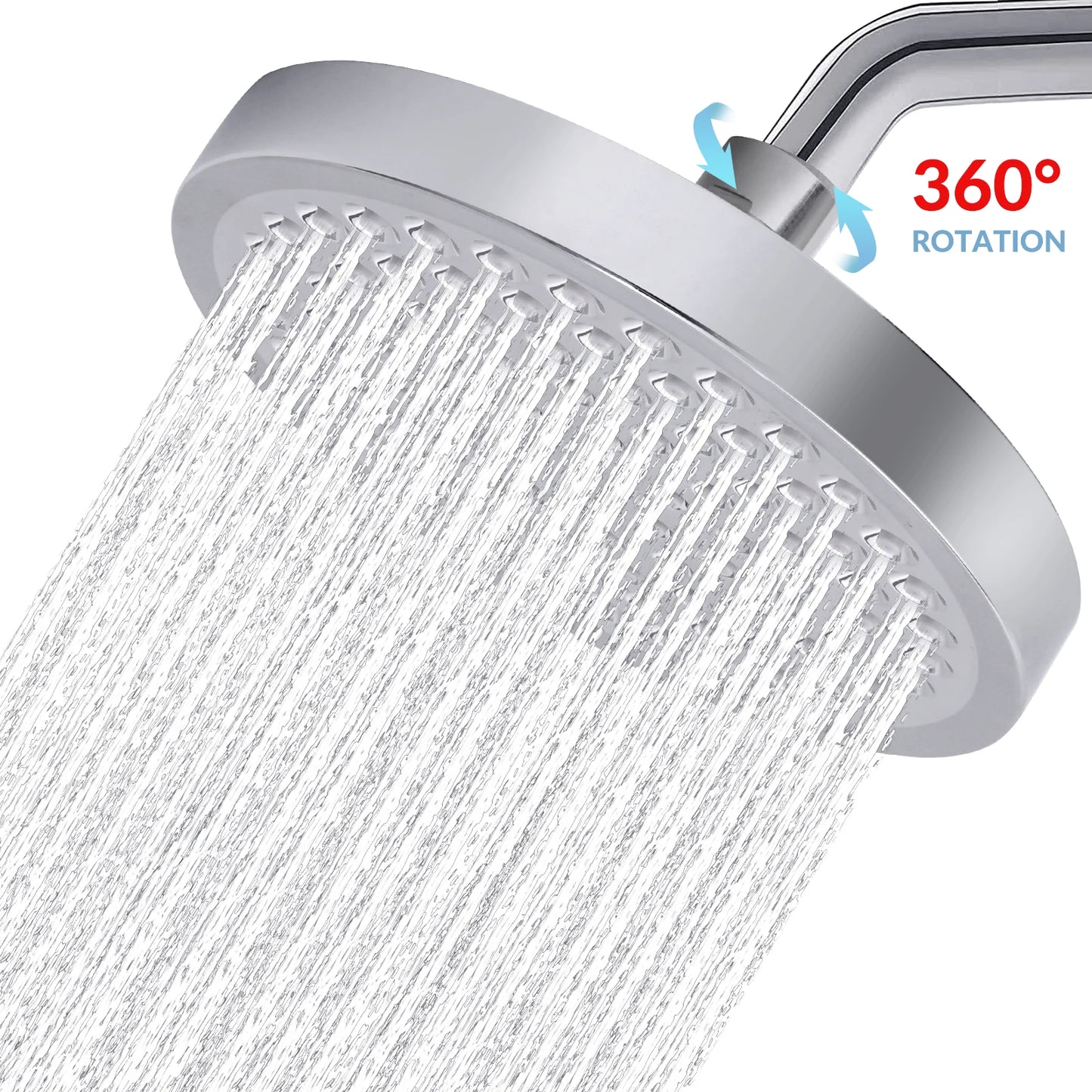 Stainless Steel Rain Shower Head Adjustable Wall Mount Fixture