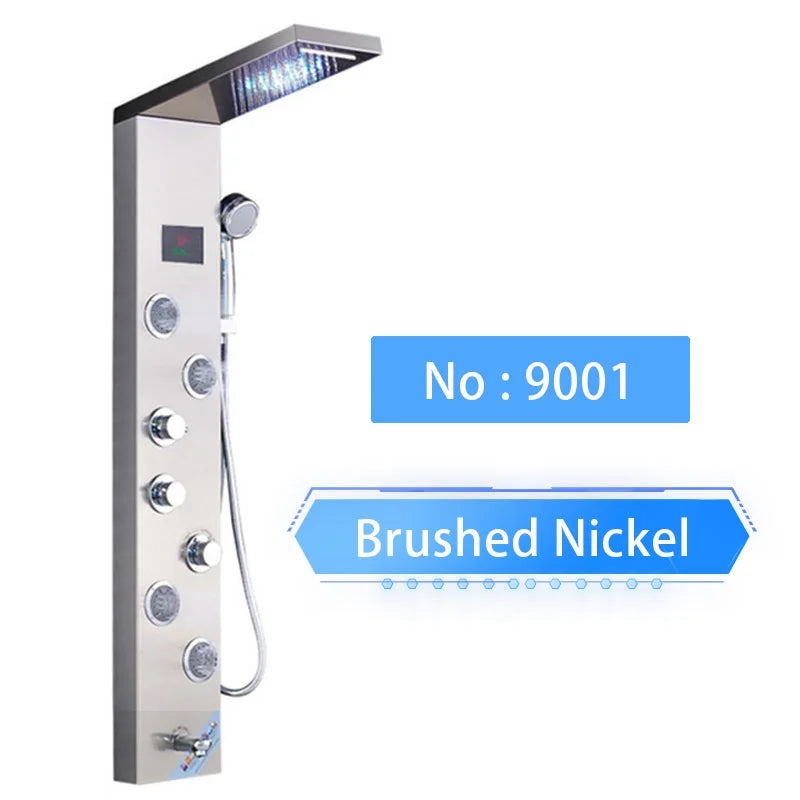 Shinessia Luxury Led Shower Panel With Dual Control Massage Jets