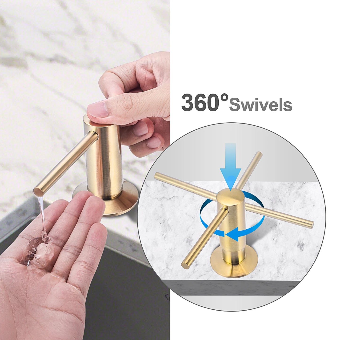 SAMODRA Brass Pump Soap Dispenser With Built In Bottle Kitchen